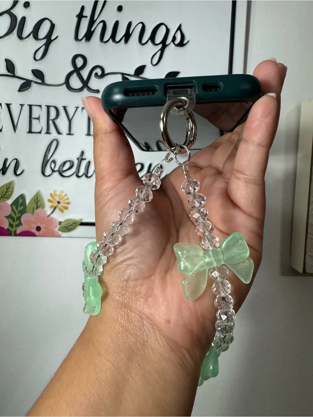 Bling Bling Crystal with Green Bow Phone/Key/Bag Chain #P1100